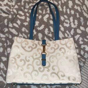 YSL blue / tan bag
